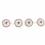 Contemporary Mother of Pearl, Ruby and Red Enamel Dress Set