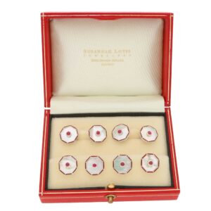 Contemporary Mother of Pearl, Ruby and Red Enamel Dress Set