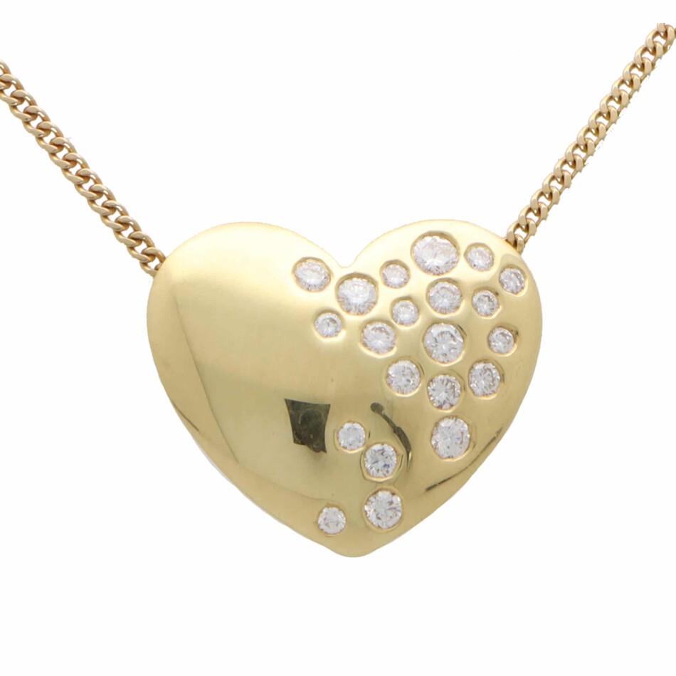 Contemporary Diamond Heart Pendant Necklace