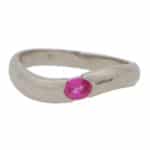 Contemporary Pink Sapphire Curved Wave Band