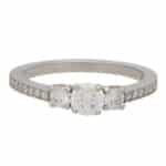 Contemporary Diamond Three Stone Ring With Diamond Shoulders