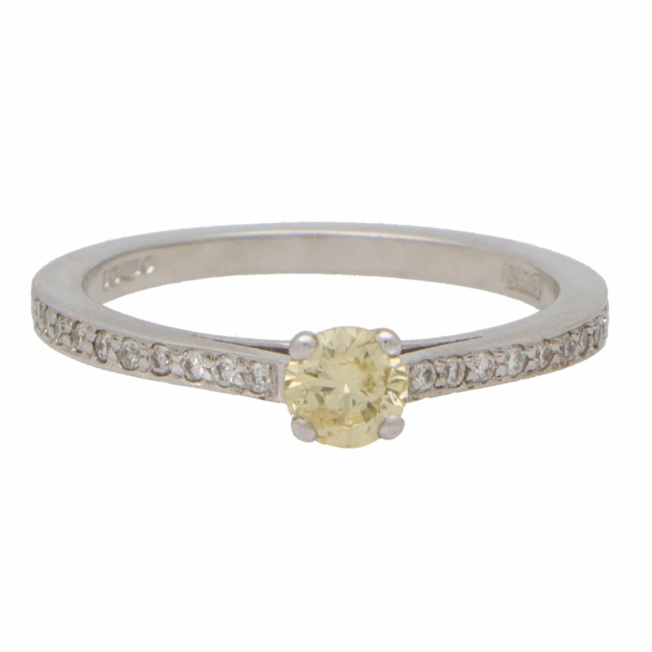 Contemporary Round Cut Yellow Diamond Ring