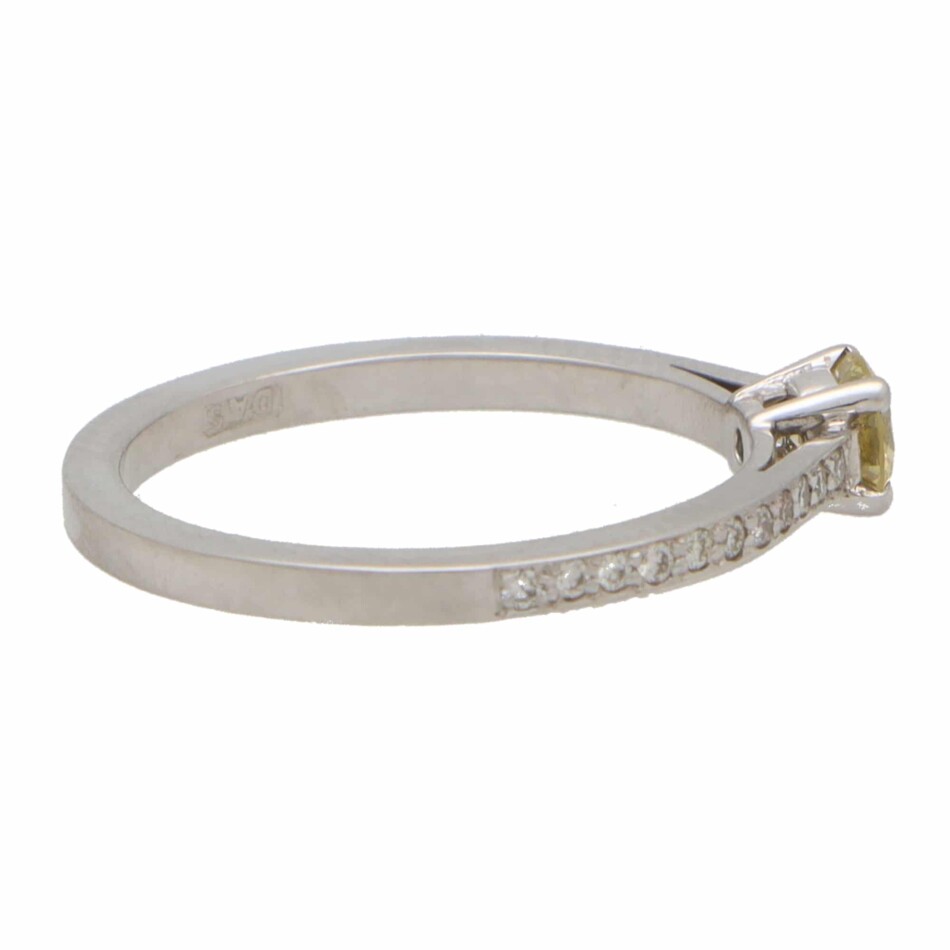 Contemporary Round Cut Yellow Diamond Ring