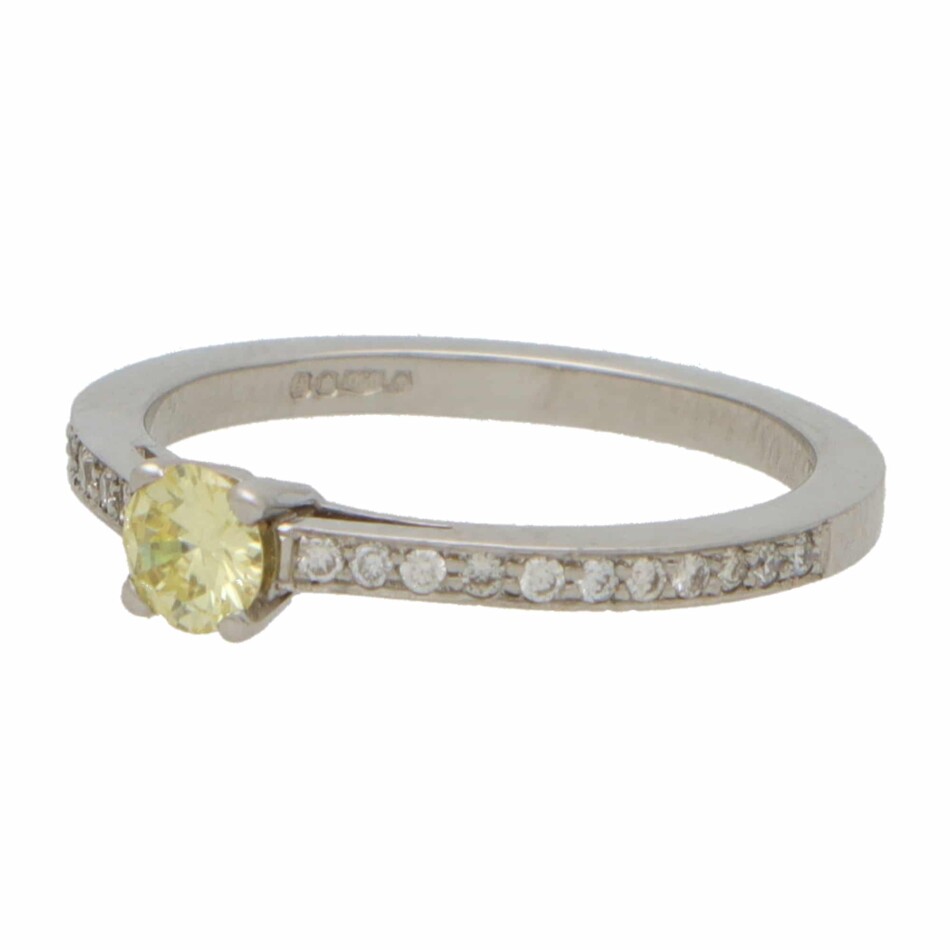 Contemporary Round Cut Yellow Diamond Ring