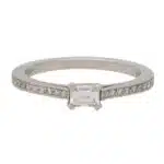 Contemporary Emerald Cut Diamond Ring With Diamond Shoulders