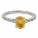 Contemporary Yellow Sapphire and Diamond Solitaire Ring