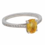 Contemporary Yellow Sapphire and Diamond Solitaire Ring