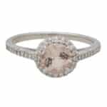 Contemporary Morganite and Diamond Halo Ring