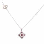 Contemporary Ruby and Diamond Floral Necklace