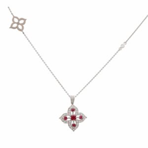 Contemporary Ruby and Diamond Floral Necklace