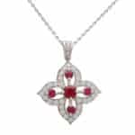 Contemporary Ruby and Diamond Floral Necklace