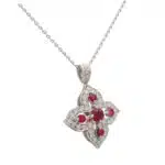 Contemporary Ruby and Diamond Floral Necklace