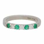 Contemporary Emerald and Diamond Half Eternity Band Ring