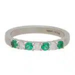 Contemporary Emerald and Diamond Half Eternity Band Ring