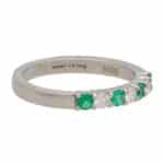 Contemporary Emerald and Diamond Half Eternity Band Ring