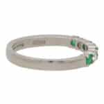 Contemporary Emerald and Diamond Half Eternity Band Ring