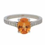 Contemporary Spessartite Garnet and Diamond Solitaire Ring