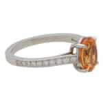 Contemporary Spessartite Garnet and Diamond Solitaire Ring