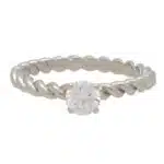 Contemporary Round Cut Diamond Solitaire Ring With Twisted Band