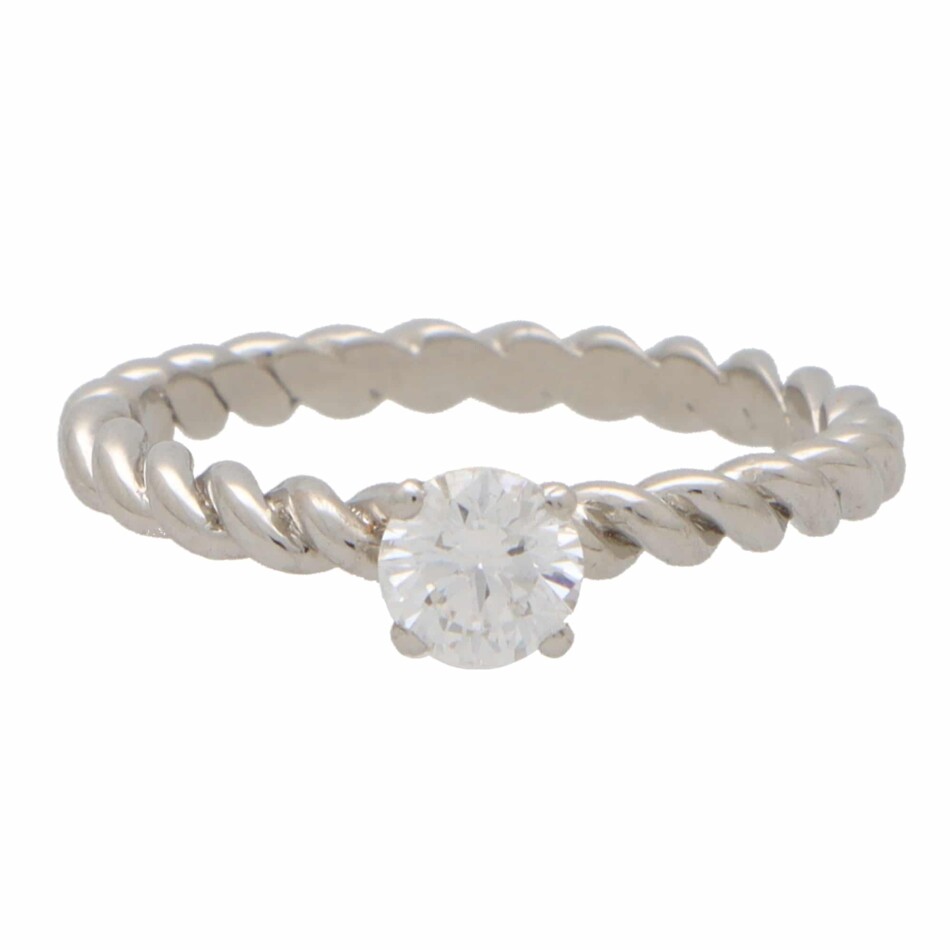 Contemporary Round Cut Diamond Solitaire Ring With Twisted Band