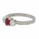 Contemporary Ruby and Diamond Three Stone Ring