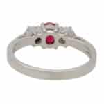 Contemporary Ruby and Diamond Three Stone Ring