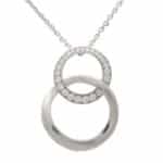 Contemporary Double Hoop Diamond Pendant Necklace