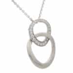 Contemporary Double Hoop Diamond Pendant Necklace