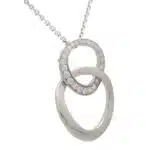 Contemporary Double Hoop Diamond Pendant Necklace
