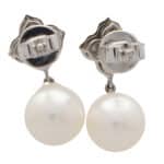 Contemporary Diamond and Pearl Drop Earrings