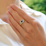 Vintage Retro Inspired Sapphire and Diamond Cluster Ring