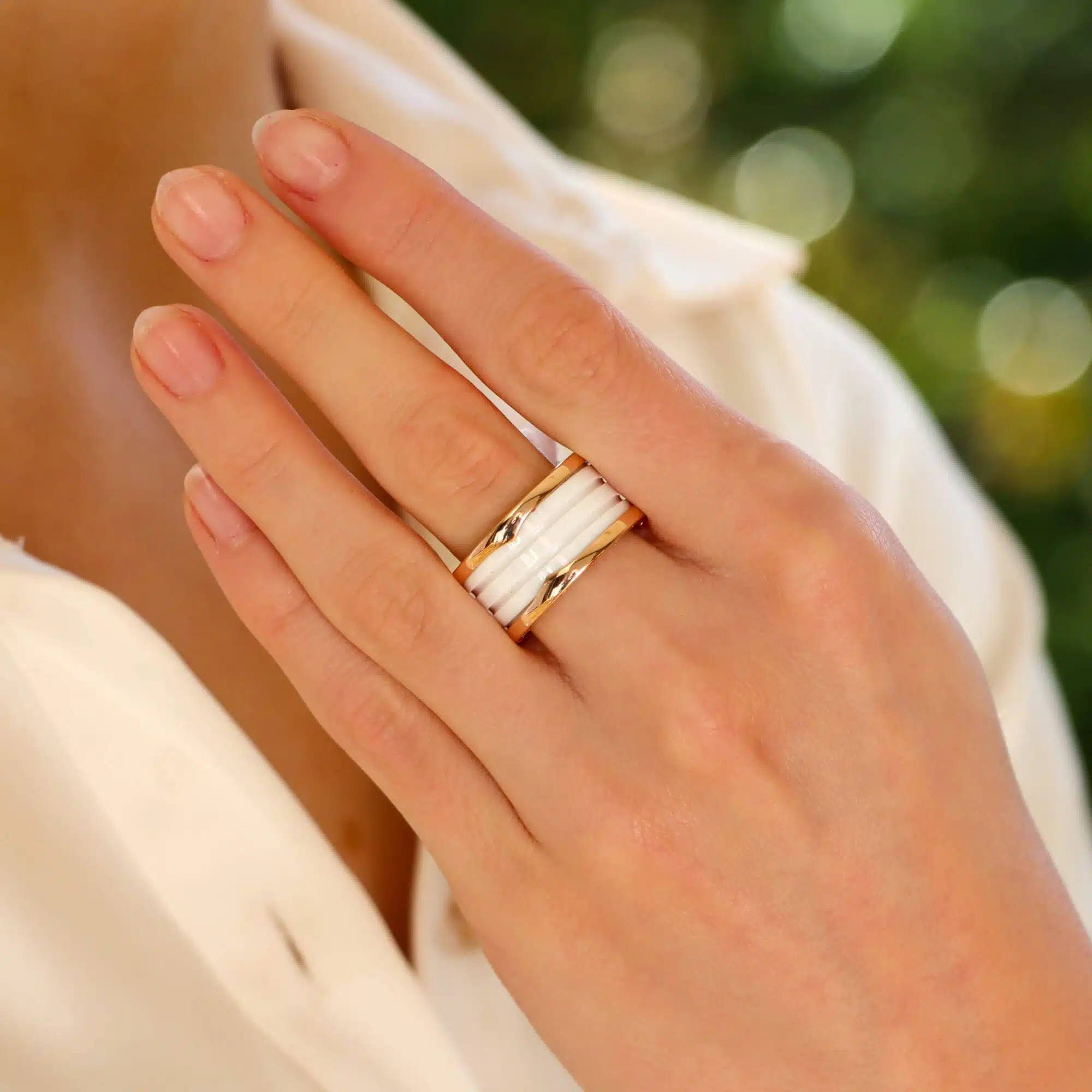 Vintage Bvlgari B.Zero1 White Ceramic Ring