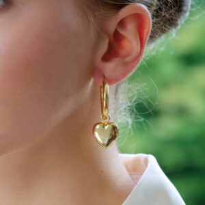 Vintage Retro Convertible Heart Drop Hoop Earrings