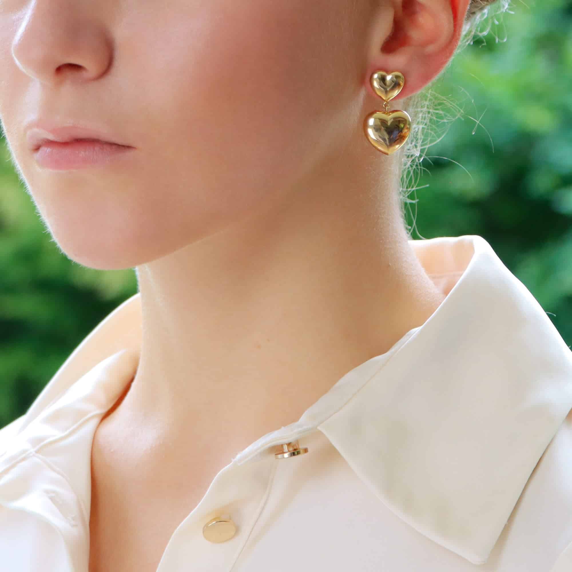Vintage Retro Double Heart Earrings