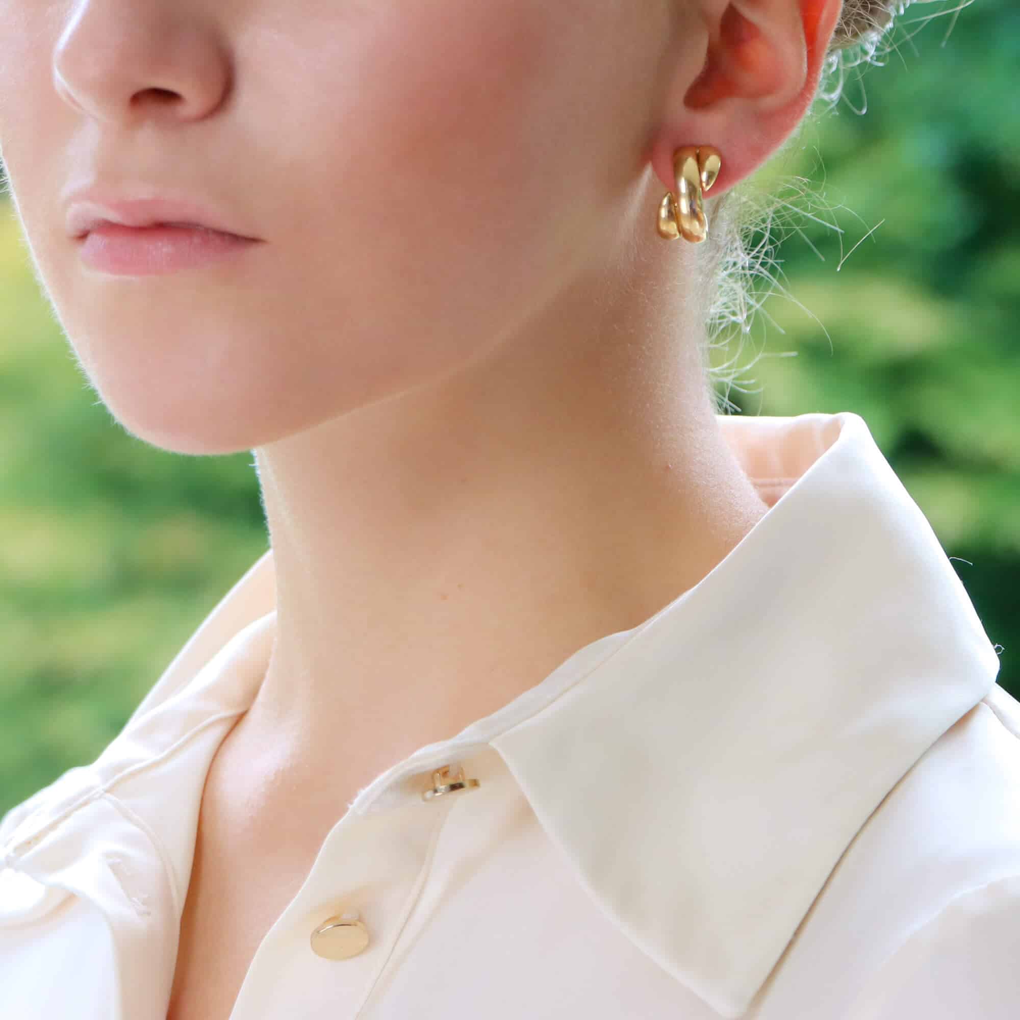 Vintage Chaumet Cross Hoop Earrings