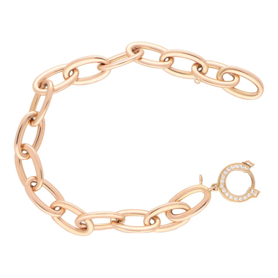 Vintage C De Cartier Diamond Open Link Bracelet
