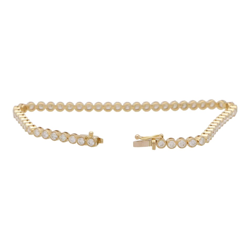 Contemporary Rub Over Diamond Line Bracelet in Yellow Gold