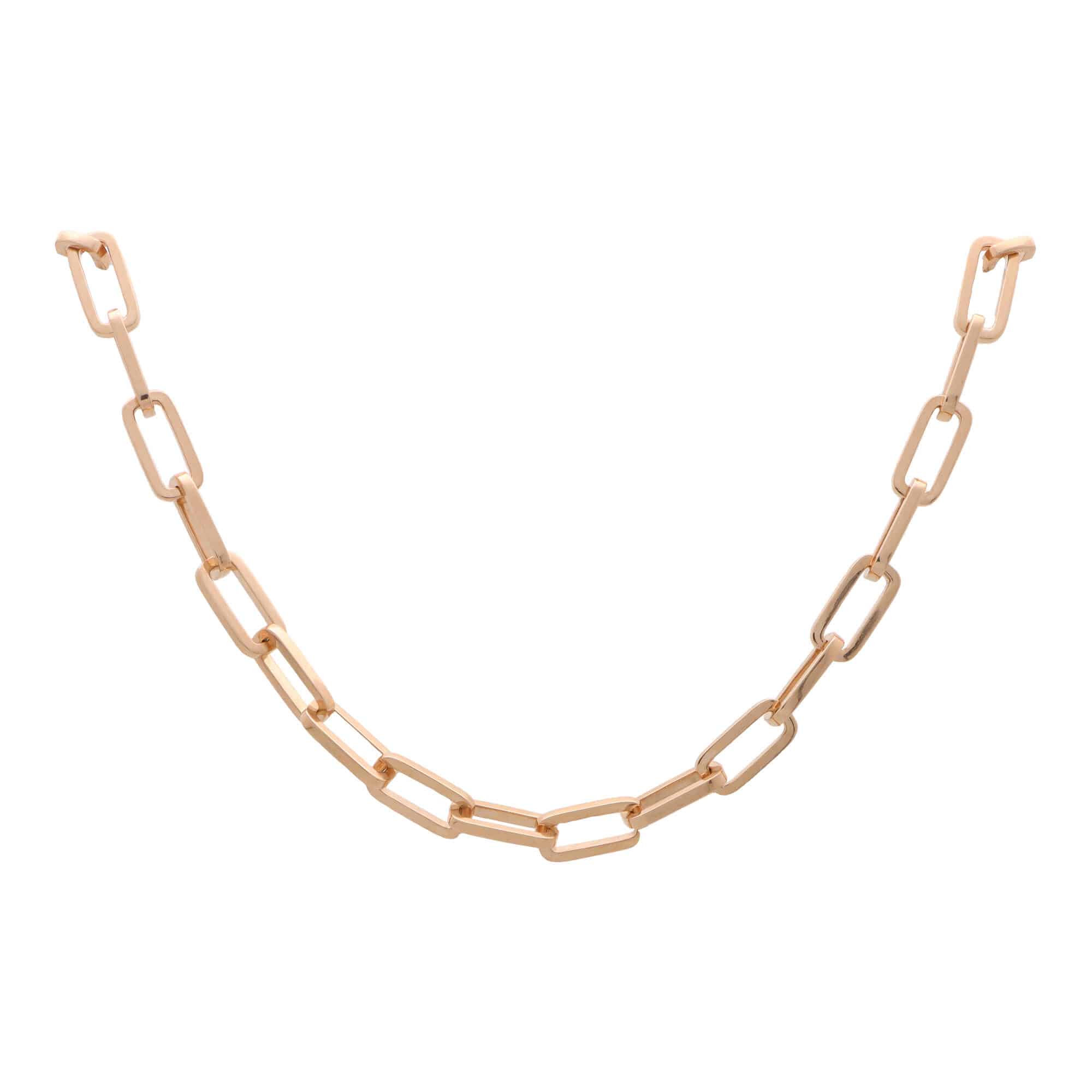 Contemporary Oval Chunky Chain Link Necklace in Rose Gold at