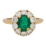 Vintage Mauboussin Emerald and Diamond Cluster Ring