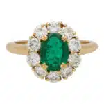 Vintage Mauboussin Emerald and Diamond Cluster Ring
