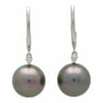 Tahitian Pearl and Diamond Hoop Earrings