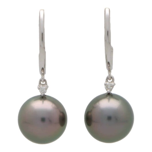Tahitian Pearl and Diamond Hoop Earrings