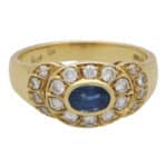 Vintage Retro Inspired Sapphire and Diamond Cluster Ring