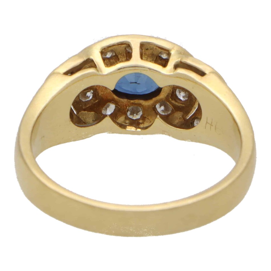 Vintage Retro Inspired Sapphire and Diamond Cluster Ring
