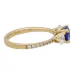 GIA Certified Diamond and Sapphire Ring With Diamond Shoulders