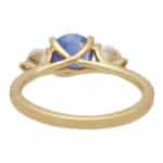 GIA Certified Diamond and Sapphire Ring With Diamond Shoulders