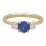 GIA Certified Diamond and Sapphire Three Stone Ring