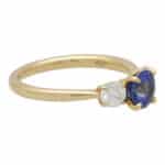 GIA Certified Diamond and Sapphire Three Stone Ring