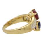 Vintage Ruby, Sapphire and Diamond Toi-Et-Moi Crossover Ring