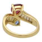 Vintage Ruby, Sapphire and Diamond Toi-Et-Moi Crossover Ring